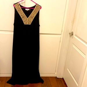 Calvin Klein 2X Black Gold Glitter Casual Dress